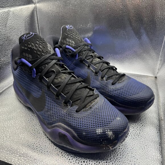 Size 13 Nike Kobe 10 Blackout Blue Mens Lace Up Basketball‎ Shoes 705317-005